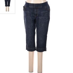 A.N.A. Maternity Cropped Blue Denim Jeans Low Panel Stretch Women's Small S EUC